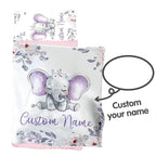 Custom Toddler Nap Mat for Preschool, Personalized Name Purple Flower Elephant Kids Sleeping Bag for Daycare, Roll Up Sleeping Mat with Removable Pillow and Soft Dot Minky Blanke for Girls Camping