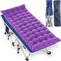 Camping Cot with Mattress Comfortable Cots for Sleeping Folding Cot Double Layer Oxford Camping Bed with Carry Bag Heavy Duty for Home Travel Outdoor Indoor