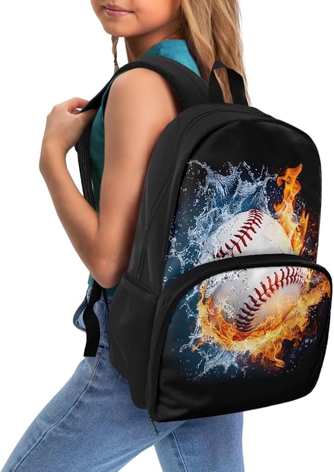 Water Fire Softball Student Bookbag All In One Meal Bag 17 Inch Travel Laptop Insulated Cooler Bag Box Casual Hiking Daypack Laptop Backpack Gifts For Him Her