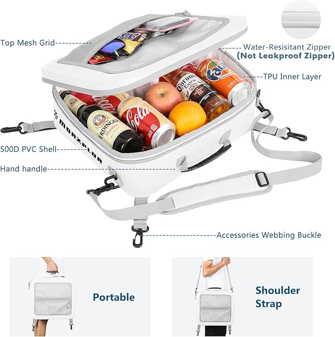 Waterproof PVC Paddleboard Cooler Deck Bag - 12 Can Soft Insulated Cooler for Paddleboarding, Camping, Kayaking
