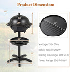 Giantex Electric Grill Outdoor, 1200W Electric BBQ Grills Outdoor Cooking with Lid & Thermometer, Nonstick Griddle, Drip Tray, 2-in-1 Freestanding & Tabletop Grill for Apartments Backyard Party
