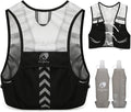 Lightweight Running Vest with 2pcs 500ml Water Bottle for Men Women, Reflective Water Vest Hydration Pack Hydropack for Hiking, M/L