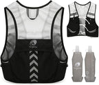 Lightweight Running Vest with 2pcs 500ml Water Bottle for Men Women, Reflective Water Vest Hydration Pack Hydropack for Hiking, M/L