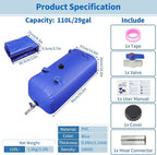 110 L/29 gal Water Bladder Storage Container Large Capacity Foldable Portable Water Tank Urgency Water Bladder Soft Water Bag RV Camping Garden Watering Field Irrigation 1000D