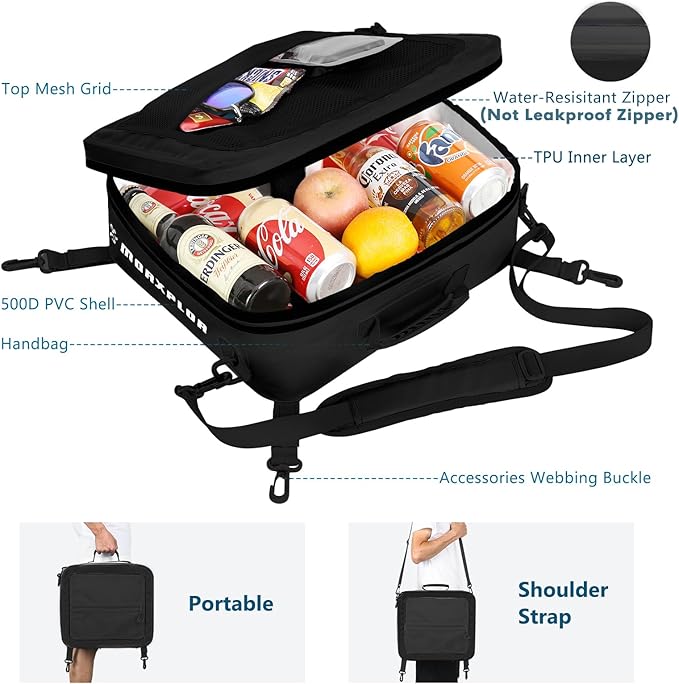 Waterproof PVC Paddleboard Cooler Deck Bag - 12 Can Soft Insulated Cooler for Paddleboarding, Camping, Kayaking