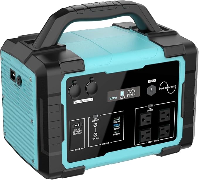 Portable Power Station 1800W IB-1800, 1024Wh Solar Generator LiFePO4 Battery with 120V AC Outlet, Fast Charging, Electric Generator for RV Camping Outdoor Home Emergency Backup (Solar Panel Optional)