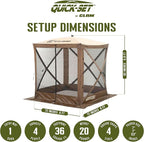 CLAM Pop Up Screen Tent, Outdoor Camping Gazebo Canopy, Traveler, 6' x 6', Brown