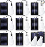 VIHOSE 8 Pcs Solar Light Bulbs Solar Powered Light Portable Emergency LED Bulb Waterproof for Camping Tent Indoor Outdoor Shed Night Fishing Chicken Coop