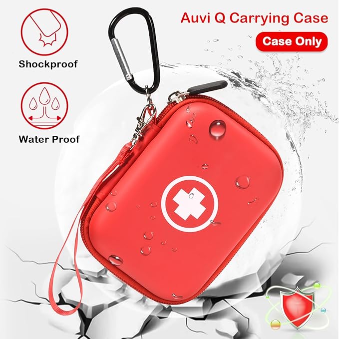 Fukumi Auvi Q Carrying Case,Portable Medicine Emergency Bag for 2 Auvi-Q Auto Injectors,Asthma Inhaler,Nasal Spray,Allergy Medicine,First Aid,Hard Travel Case with Carabiner and Lanyard,Bag Only
