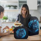 Wolf Backpack for Men Large Capacity School Bag for Teen Boys Polyester Bookbag with Detachable Lunch Box for Travel Outdoor Knapsack Book Bag