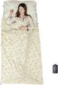 100% Cotton Sleeping Bag Liner with Full Length Zipper on 3 Sides; Single/Double Adult Sleep Sack for Travel & Camping, Multifunctional Travel Sheets (Unzipped 87”x87”) for Hotel, Lightweight