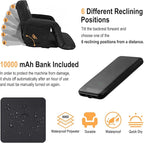 Heated Massage Reclining Stadium Seat, Bleacher Chair with 10000mAh Portable Bank, 6 Reclining Positions for Camping, Games & Sports