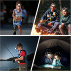 Lsnisni Headlamp Rechargeable 2 Pack, Kids LED Headlamp with Red Light, Head lamp for Adults and Kids with 5 Modes, Waterproof Forehead Flashlight for Camping Outdoor Hiking Running