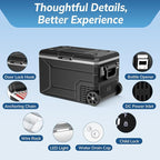 Antarctic Star 12 Volt Refrigerator,68QT(64L)Electric Cooler Compressor, -4℉~68℉ Portable Refrigerator,Car Fridge 12/24V DC 100-240V AC Portable Freezer with Wheels&2 Baskets for Camping,RV,Car,BLACK