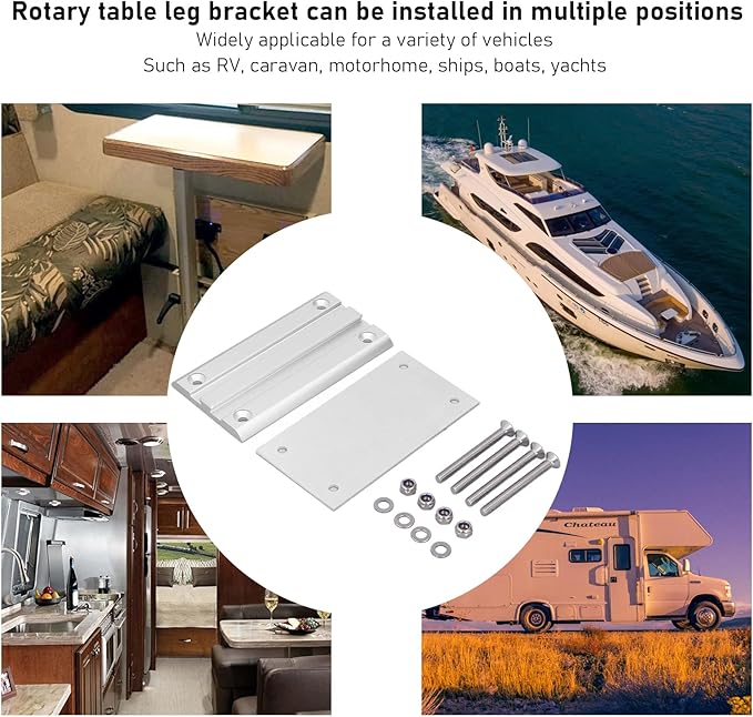 Removable Table Leg Bracket for RV Motorhome Yachts Travel Camping, Aluminum Alloy Rotatable Surpport, Table Pedestal Stand Base RV Accessories, Easy to Assemble