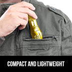 GORILLA GRIP Powerful LED Tactical Flashlight, 750 FT High Lumens 5 Adjustable Modes, Water Resistant, Ultra Bright Zoom Flashlights, Small Mini Flash Light, Camping, Night Dog Walking, Gold