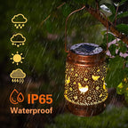 Chicken Solar Lanterns Outdoor Waterproof Hanging Solar Lights Chicken Gifts for Women Men Metal Decorative LED Lanterns for Garden Decor,Yard,Patio,Lawn,Pathway,Landscape