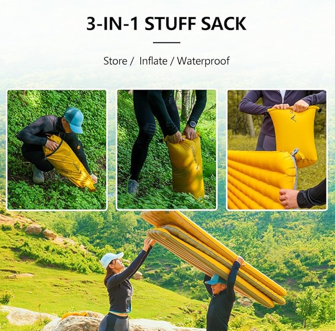 widesea Sleeping Pad R-Value 7.6 for Cold Weather Camping - Ultra Lightweight 777g, 199x58x9cm, Compact 26.5x17cm, Double Valve