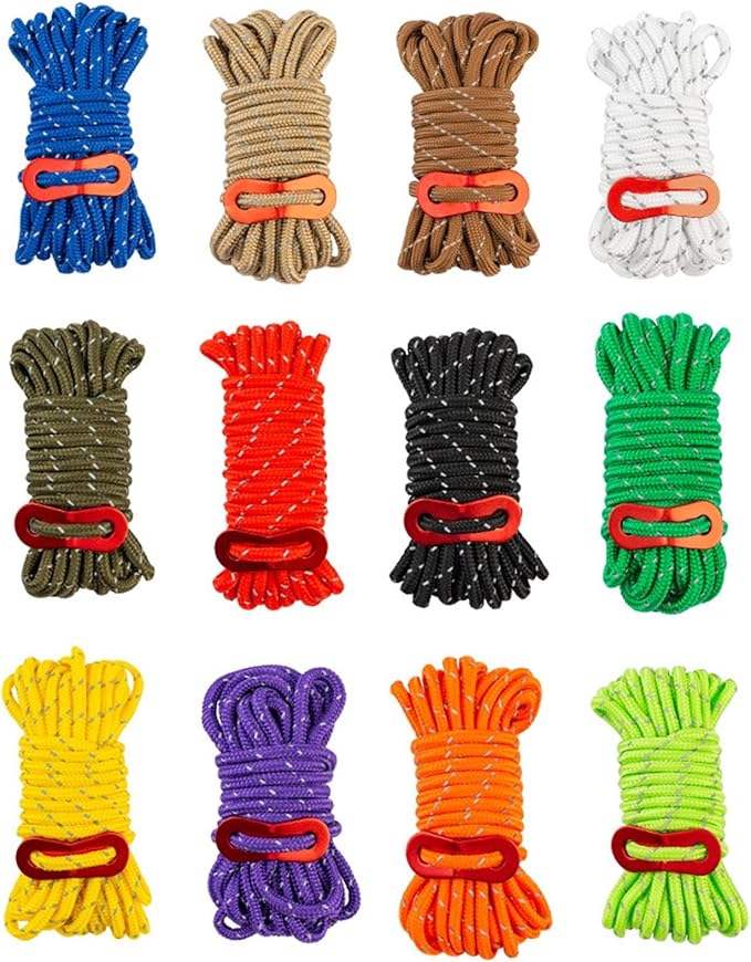 4 Pieces Tent Cords Reflective Guy Lines Heavy Duty Outdoor Climbing Ropes Lightweight Drawstring Bag Supplies for Hiking Travel Camping Backpacking S, Orange