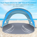 Gorich Beach Tent Sun Shelter with UPF50+ UV Protection for 1-2/3/4-5/6-7 Person, Lightweight & Portable Beach Shade Canopy with 2 Zippered Doors, Easy Setup Family Beach Umbrella
