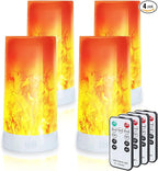 4X LED Flame Effect Light , USB Rechargeable 4 Modes Flickering Flame Candle Lantern with Remote Timer Gravity Sensing Effect Magnetic Base Waterproof Dimmable Outdoor Hanging Lamps Camping