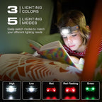 EverBrite Rechargeable Headlamp, 2 Pack Kids & Adult Headlamp with White/Red/Green Light, Memory Function, 120° Adjustable, IP54 Waterproof Head Lamp for Camping, Running & Emergencies, Gift Choice