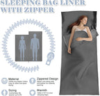 Sleeping Bag Liner,Long Staple Cotton, Adult Sleep Sack & Travel Sheets,Travel Sleep Sack for Backpacking, Hotels & Hostels Lightweight Travel Sheet Camping Sheets,Has Full Length Zipper
