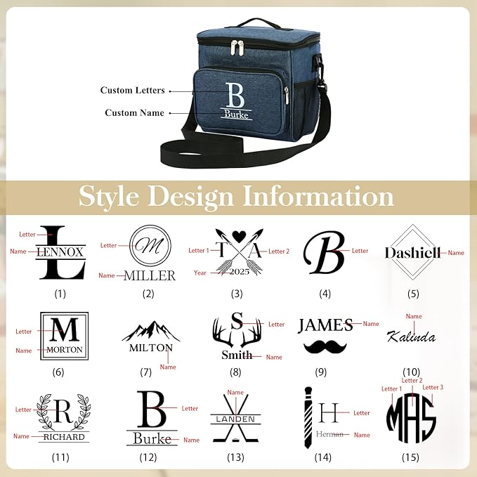 Personalized Insulated Cooler Bag, Custom Name Portable Insulated Camping Bag Suitable for Picnic Beach Hiking Travel