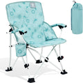 EVER ADVANCED Kids Camping Chairs with Cup Holder, Padded Folding Camping Chair Outdoor with Safety Lock, Carry Bag, Lightweight Portable Camp Chairs for Beach, Balcony, Patio, Supports 150lbs, Green