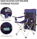 Camping Chair with Canopy - Beach Chair with Shade for Outdoor Use, Adjustable Sunshade, Cup Holder, Side Pockets - Heavy Duty Folding Chair with Canopy Supports 330 lbs (Navy)