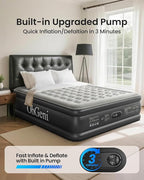 OhGeni King Size Air Mattress, Family Choice Award with Built in Pump, Ideal Alternative to a Bed, 18'' Comfortable Blow Up Colchones Inflables Mattress for Home, Guests, Portable Air Bed, 700 lbs