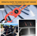Ayaport Rope Ratchet Tie Down with Safety Lock Clip 1/4" x 12' Heavy Duty One-Piece Adjustable Kayak Straps for Tent, Tarp, Canopy Tie Downs,2Pk Orange