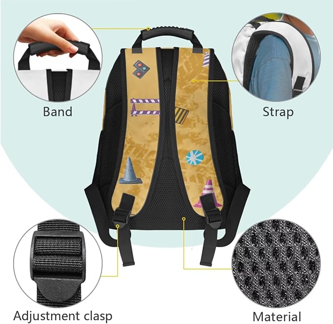 School Bus Backpack and Lunch Box Set Boys Lightweight Kids Backpack Elementary School 4 in 1 Set for Primary Kids Casual Daypack Tote Bags