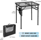RedSwing Folding Grill Table, Lightweight Height Adjustable Aluminum Table with Mesh Desktop and Mesh Bag for Outdoor Camping Picnic BBQ, Small 2 Feet, Black