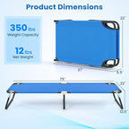 Giantex Folding Camping Cot for Adults, Portable Sleeping Cot Bed with 600D Oxford Fabric, Heavy Duty Frame, 350Lbs Capacity, 1-Step Use, Outdoor Lounge Chair for Sleepover Hiking, Home & Office, Blue