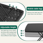 Folding Table 30 Inch - Small Desk Adjustable Height TV Tray for Laptop, Couch, Camping - Heavy Duty Utility Foldable Table for Small Spaces, No Assembly Required, Snowy Granite (Black)