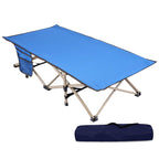 REDCAMP Extra Long Kids Cot for Sleeping 2-7 Years, Portable Travel Toddler Cot Bed with Carry Bag, Lightweight for Outdoor Indoor Home, Blue 53''x26''