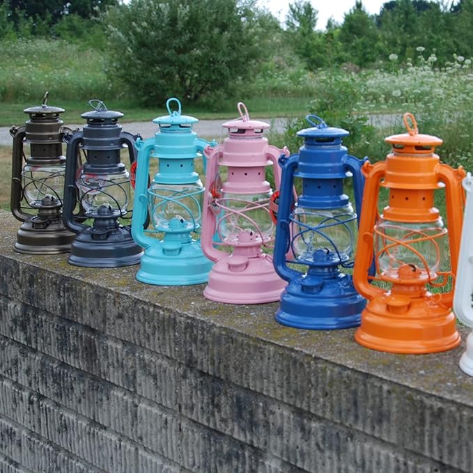 Feuerhand Outdoor Kerosene Fuel Lantern, German Made Weather Resistant Baby Special 276 Galvanized Hurricane Lamp for Camping or Patio, 10 Inches, Pastel Orange