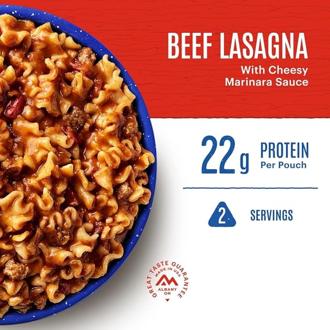Mountain House Beef Lasagna Freeze-Dried Food for Camping, 12 Servings, 30-Year Shelf-Life