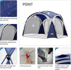 Large Beach Canopy Tent UPF 50+ 12x12 ft Waterproof & Rainproof Dome Sun Shelter for 8-10 Person with 2 Side Walls, Perfect for Camping, Backyard, Fishing, Parties, Picnics