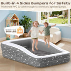 Inflatable Toddler Air Mattress with Built-in Pump - 67 Inches Safety Four Side Inflatable Toddler Travel Bed - Portable Toddler Bed for Outdoor Camping - Easy to Inflate, Deflate and Clean, Grey