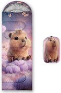 AILONEN Kawaii Panda Sleeping Bags,Lightweight & Waterproof,3 Season Warm & Cool Weather,Dreamy Purple Flower Animal Themed Sleeping Bags for Boys,Girls,Kids,Adults Travelling,Outdoors