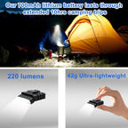 Clip on Hat Light Magnetic,Artist Limited Edition,USB C Cap Lights Clip on 220 Lumens with Red Light for Everyday Carry, Camping, Hiking Night Working, Running, Fishing(Black)
