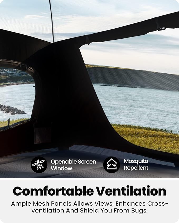 OutdoorMaster Updated Camping Tents, 4/6 Person Camping Tent with Blackout Shelter Technology, Easy Setup in 60 Seconds, Weatherproof Pop Up Tent with Top Rainfly, Instant Cabin Tent