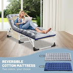 Slsy Folding Lounge Chairs Outdoor, Adjustable Sleeping Cot Chair, Portable Folding Bed Cot Chaise Lounge Chairs for Outside Beach Lawn Camping Pool Sun Tanning