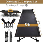 DoCred Oversized XXL Folding Camping Cot with Mattress, 2 Pack Heavy Duty Sleeping Cot Bed Portable Adults Outdoor Bed with Carry Bag, Travel Camp Cots