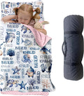 Personalized Toddler Nap Mat for Preschool, Custom Name Kids Sleeping Bag for Daycare, Kindergarten Roll Up Sleeping Mat with Removable Pillow and Soft Blanket, Fun Themes for Boys & Girls