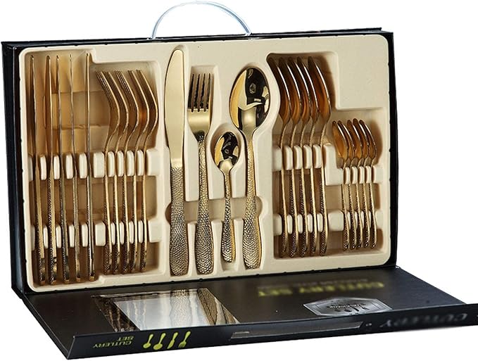 Cutlery Set 24 Piece Elegant Life Stainless Steel Flatware Silverware Service for 6 Knife Fork Spoon Set Ideal for Home/Camping/Party Easy Clean Dishw