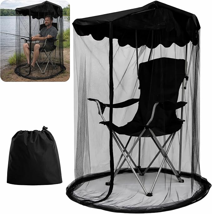 1 Pcs Canopy Chair Mosquito Net, Mosquito Mesh Chair Net with Waterproof Roof and Zipper Opening,Mosquito Net Chairs Cover for Outdoor Hiking Hunting Fishing Camping, Excluding Chairs