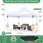 COBIZI Canopy 10x10 Pop Up Canopy Tent with 4 Sidewalls, Commercial Party Tent Ez Waterproof Outdoor Instant Gazebo UV 50+ Event Shelter, Garden Tents for Parties Camping with Sandbags, White